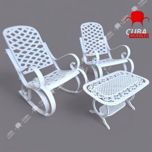 Juego de Sillones y Mesita de Hierro