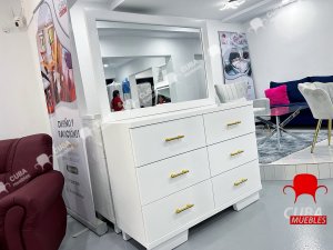 Cómoda 6 gavetas con espejo