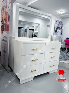 Cómoda 6 gavetas con espejo