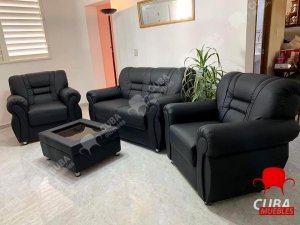 Brasileño Moderno con Mesita de Centro - Flexy Negro