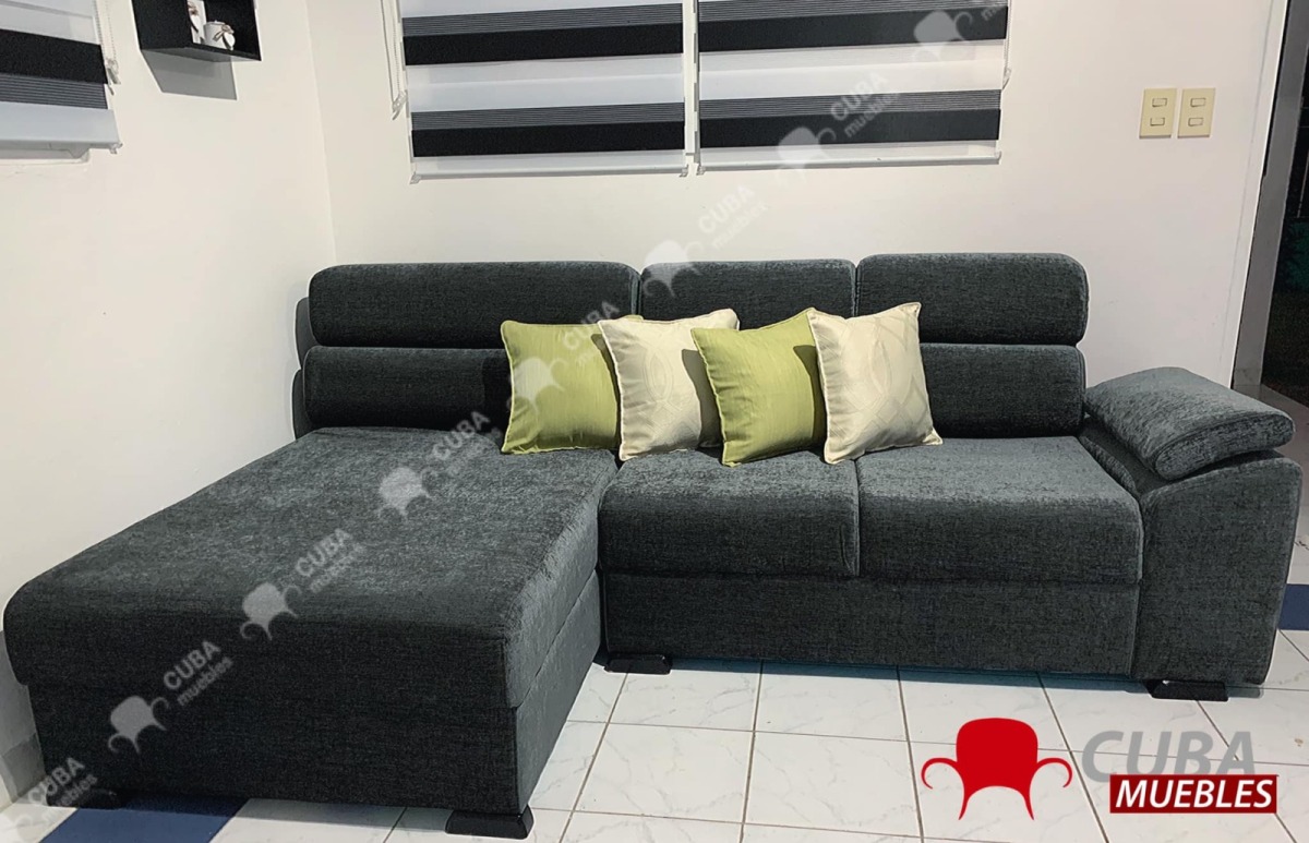 Andrea Tiny - Chenille Gris Oscuro - chaise longue largo