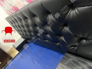 Cama Tapizada Full - vinil negro (Disponible)
