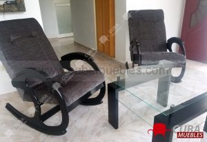 Sillones Javis - Chenille Gris - Madera en Negro