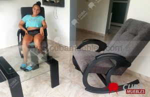 Sillones Javis - Chenille Gris - Madera en Negro