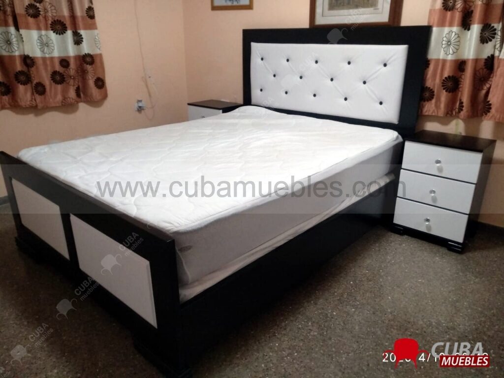 Cama VIRGIN Blanco y Negro (Queen Size)
