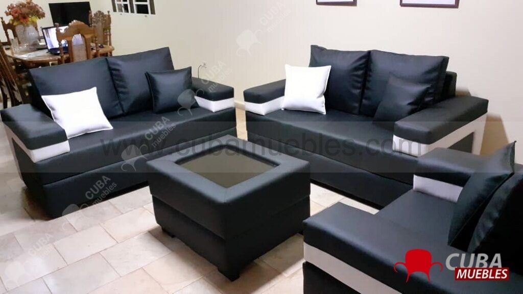 Juego de Sala ROBOTO en negro detalles blancos