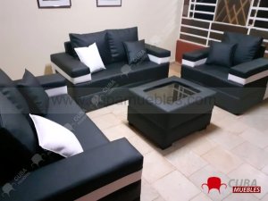 Juego de Sala ROBOTO en negro detalles blancos