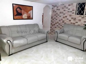 Brasileño Moderno en Gris sofa de 3 y sofa de 2