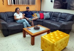 Esquinero Brasileno en Polipiel Gris 3 con 2.