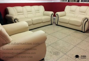 Juego de Sala Brasileño 1,2,3 en Flexy Vinil Beige