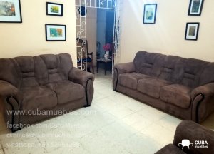 Juego de Sala Brasileño 1,2,3 en polipiel carmelita oscuro