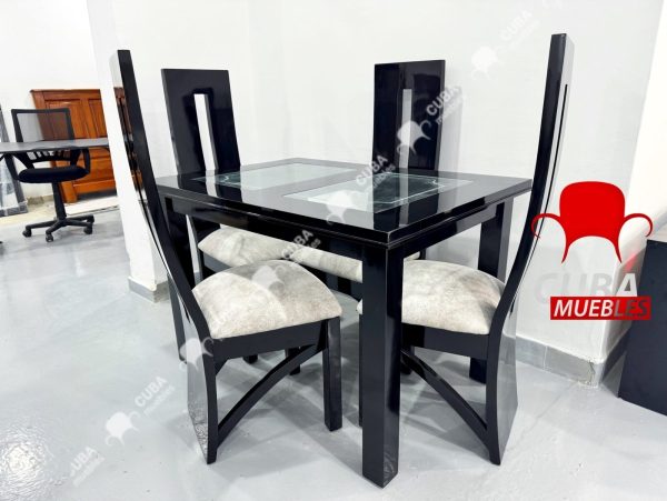 Juego de Comedor Moderno Belo de 4 Sillas con Cristal