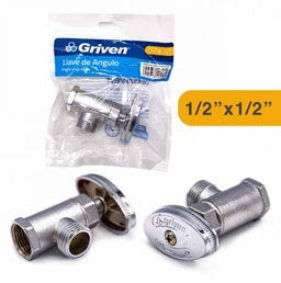 LLAVE DE ANGULO 1/2" x 1/2", MARCA GRIVEN