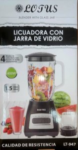 LICUADORA NEGRA 2 IN 1 1.5LTR CON JARRA DE VIIDRIO