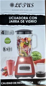 LICUADORA ROJA 2 IN 1 1.5LTR CON JARRA DE VIIDRIO