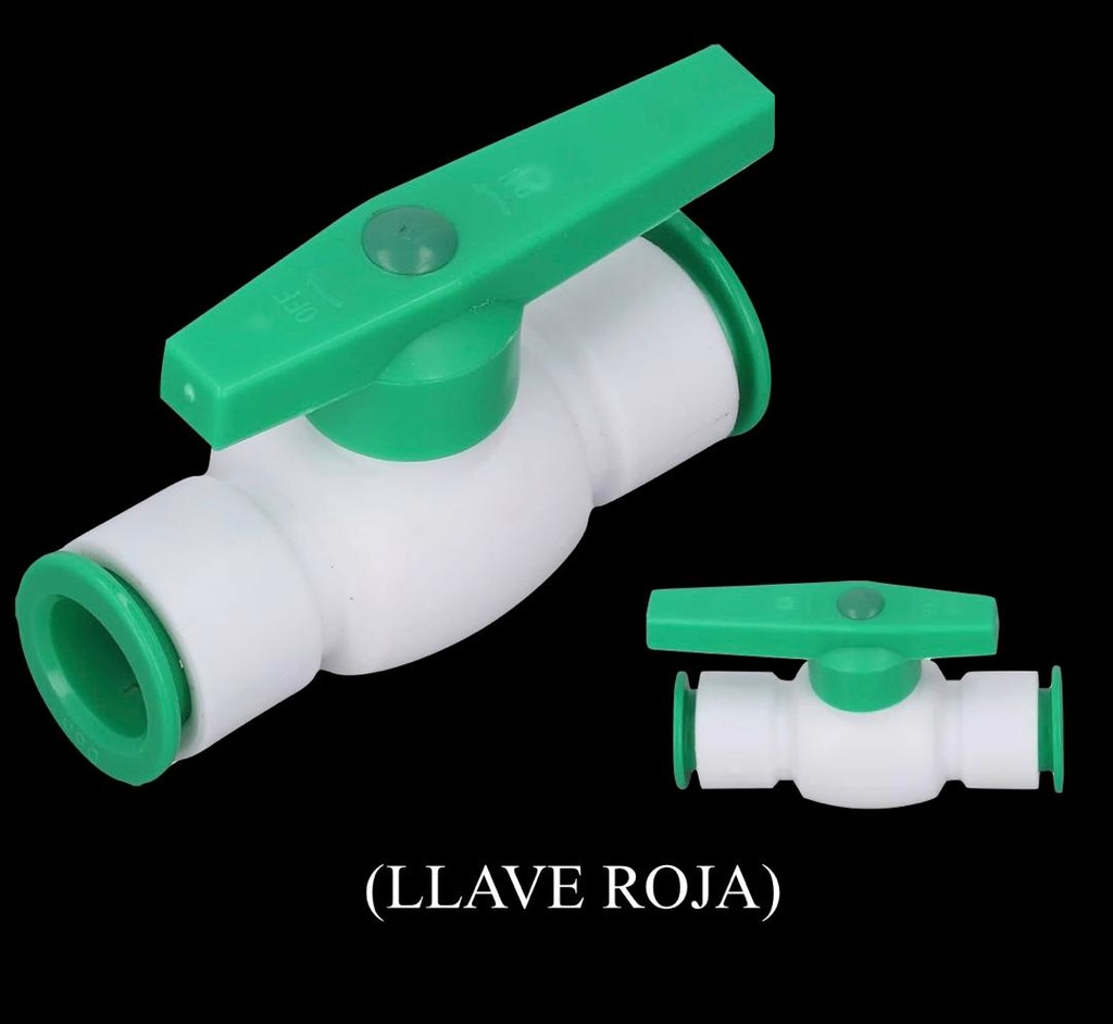 VÁLVULA PLÁSTICA DE PASO DE BOLA DE 3/4" DE DIÁMETRO CON CONECTOR RÁPIDO EN AMBOS EXTREMOS