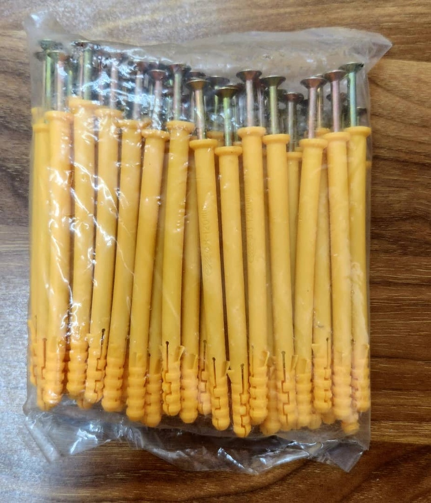 EXPANSIÓN PLÁSTICA AMARILLA DE 8 X 120MM CON TORNILLO