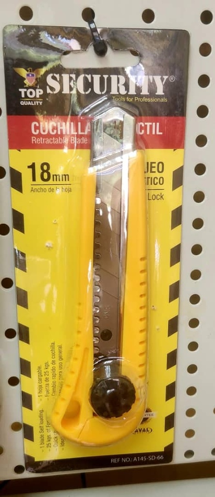 CUCHILLA RETRACTIL 18 mm, MARCA SECURITY