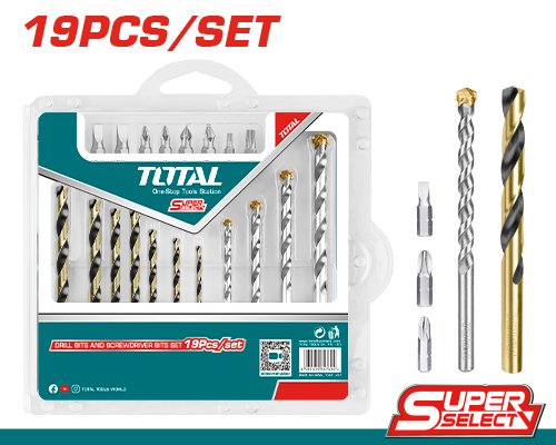 Juego de 19 brocas y puntas de destornillador