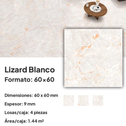 Porcelanato 60x60 E-Lizard Blanco