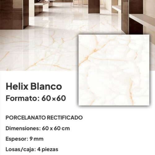 Porcelanato 60x60 E-Helix Blanco