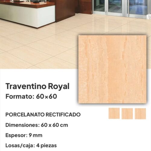 Porcelanato 60x60 E-Traventino Royal