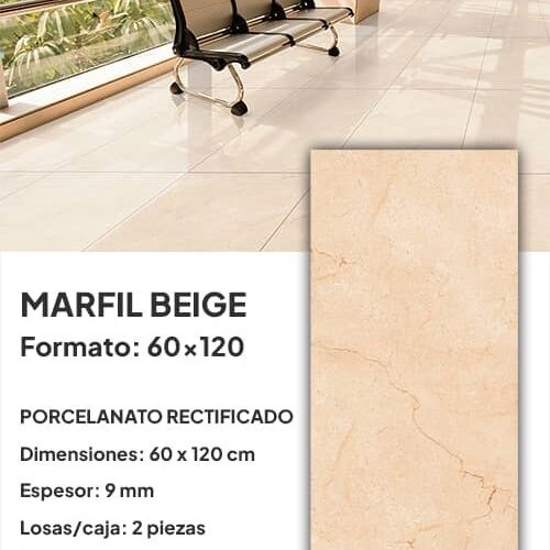 Porcelanato 60x120 Marfil Beige