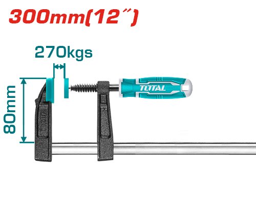 Abrazadera F con mango de plástico 8"